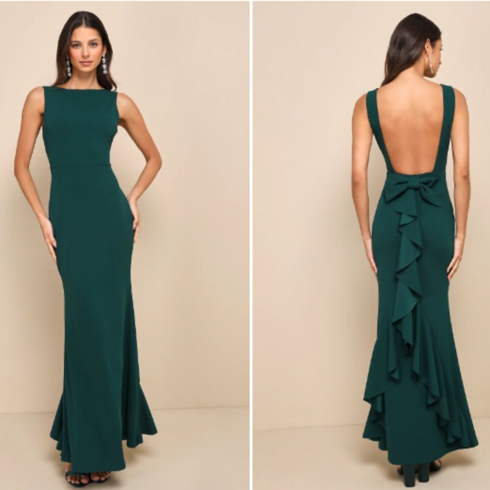 Emerald Backless Long Formal Dress